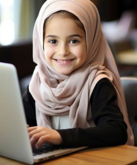 little girl learning online